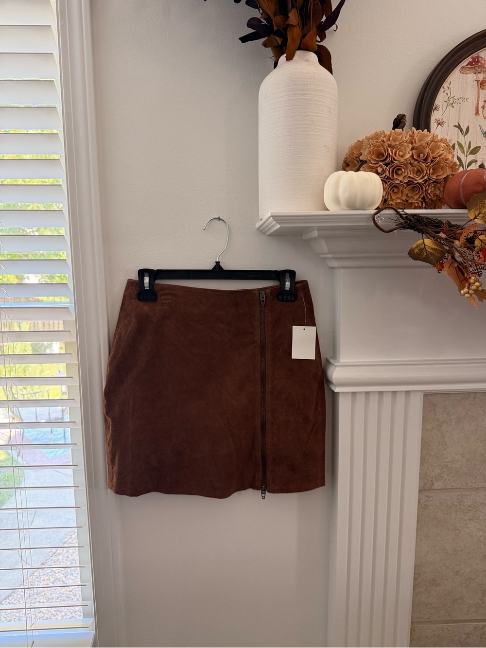 Blank NYC Brown Suede Mini Skirt with Side Zip
